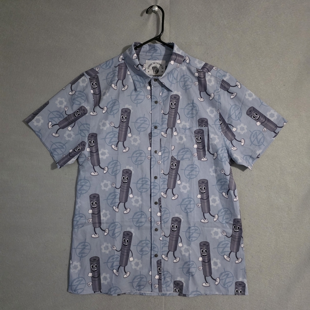 Savage Tacticians Co Mens Short Sleeve Snap Button Aop Shirt Size Medium